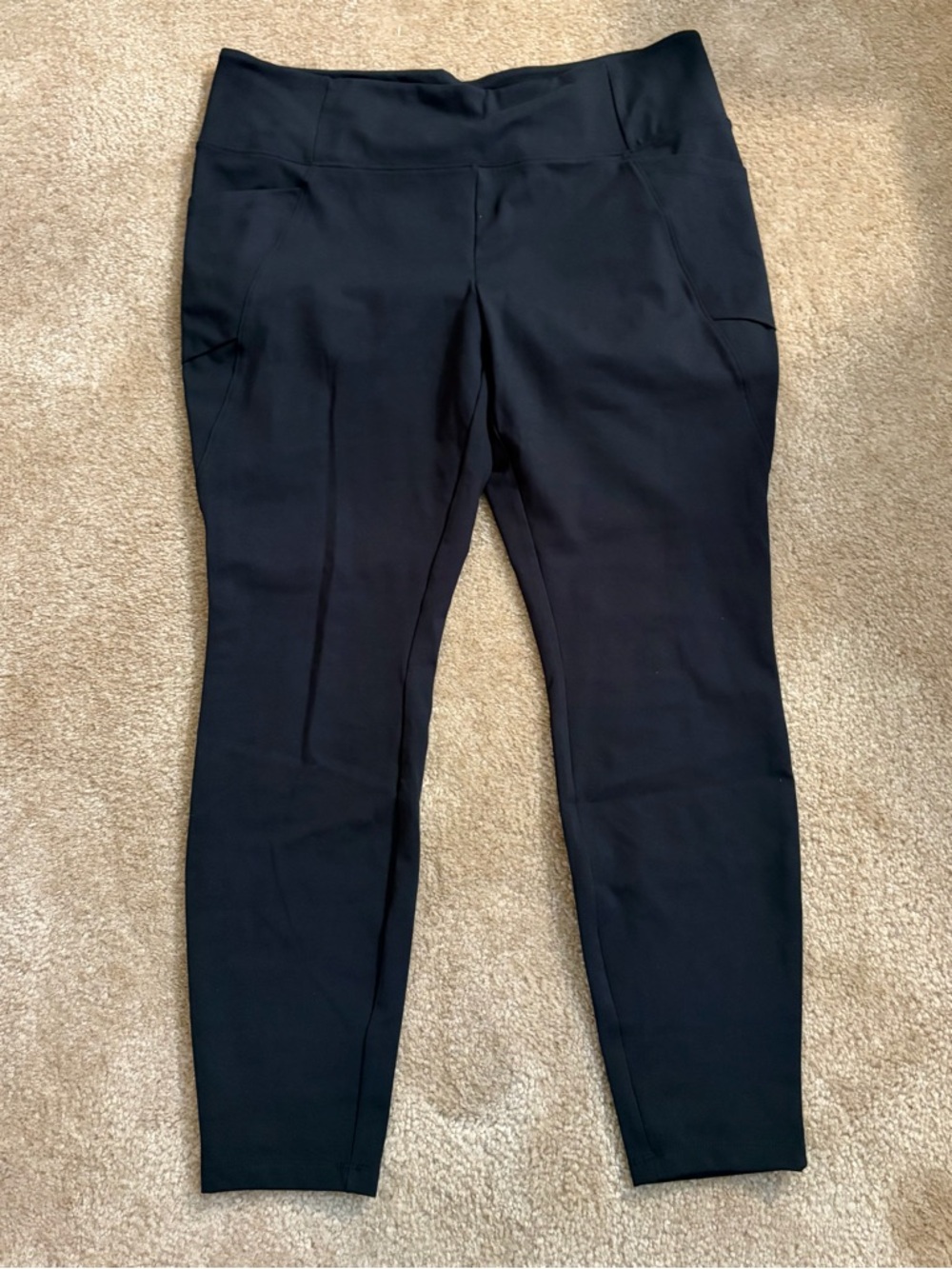 Black Ponte Knit Ankle Pants